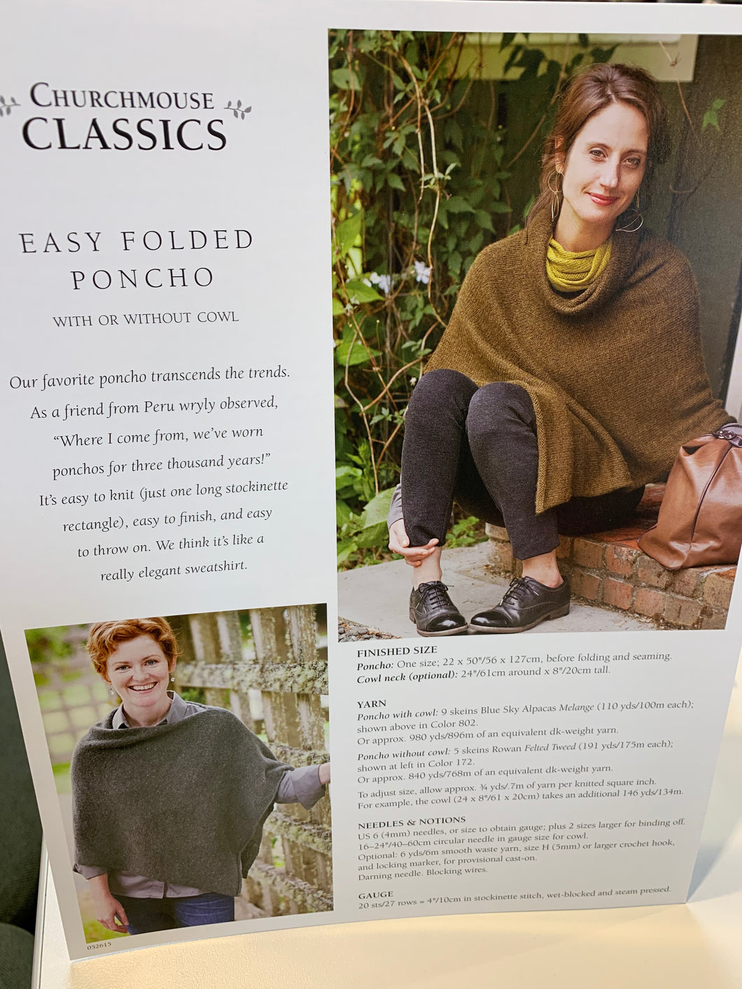 Churchmouse Easy Folded Poncho Pattern